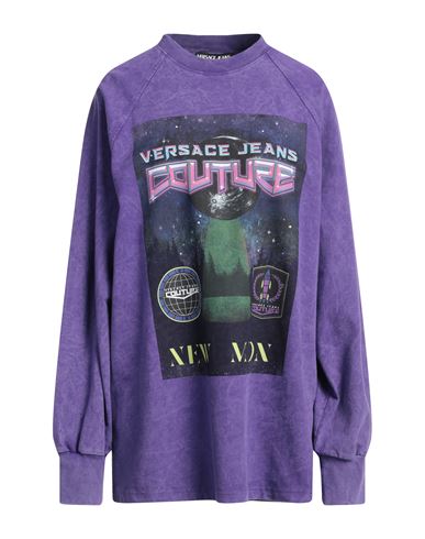 Shop Versace Jeans Couture Woman Sweatshirt Purple Size S Cotton