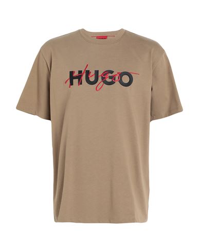 Hugo Man T-shirt Sand Size Xl Cotton In Beige