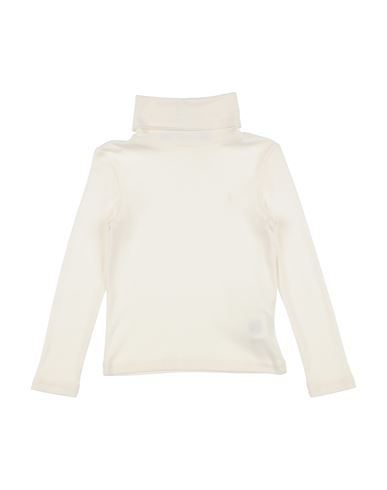 Polo Ralph Lauren Babies'  Ribbed Cotton-blend Turtleneck Toddler Girl T-shirt Off White Size 5 Cotton, Modal
