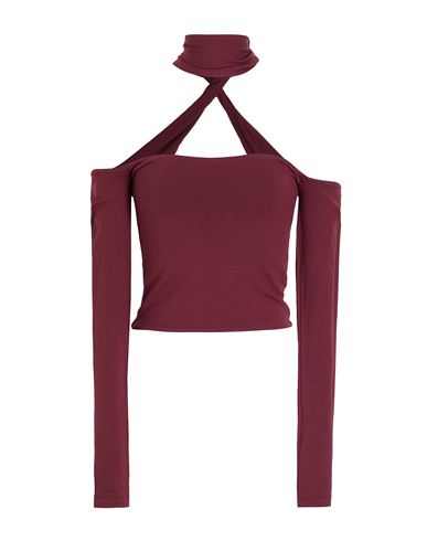 8 By Yoox Viscose Off-shoulder Cut Out Back Top Woman Top Burgundy Size Xxl Viscose, Elastane In Red