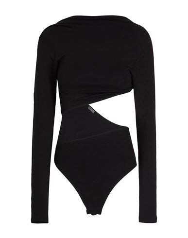 8 By Yoox Long-sleeved Jersey Bodysuit Woman Bodysuit Black Size Xl Viscose, Elastane