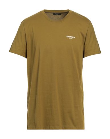 Balmain Man T-shirt Military Green Size S Cotton