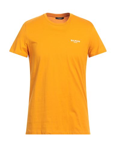 Balmain Man T-shirt Orange Size L Cotton