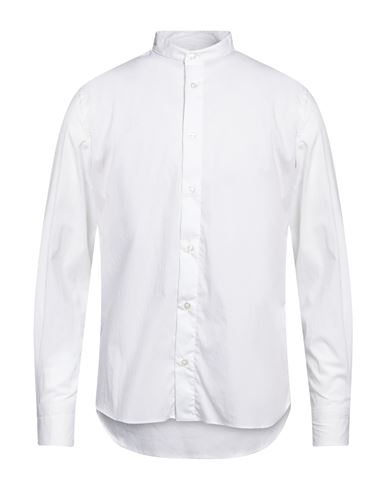 Giampaolo Man Shirt White Size 16 Cotton, Polyamide, Elastane