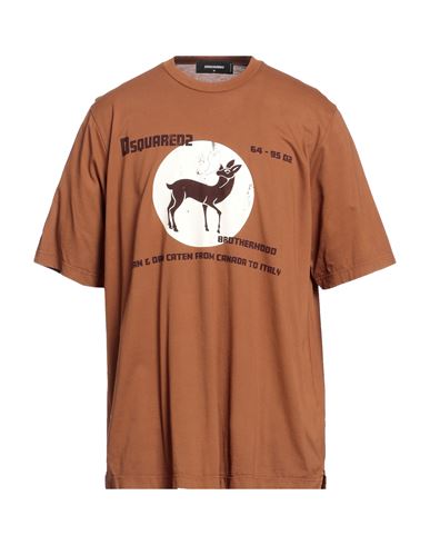 Dsquared2 Man T-shirt Brown Size M Cotton