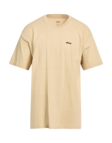 Obey Man T-shirt Beige Size Xl Cotton In Pink