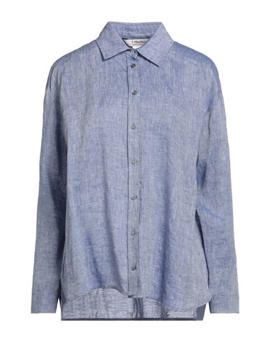 's Max Mara Woman Shirt Blue Size 10 Linen
