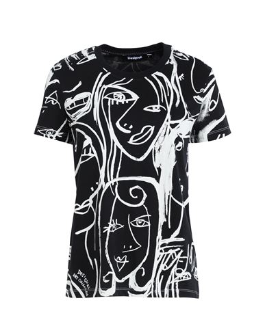 Desigual Contrasting Face T-shirt In Black