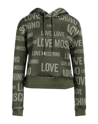Love Moschino Woman Sweatshirt Military Green Size 4 Polyester, Elastane, Cotton