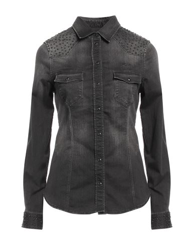 Karl Lagerfeld Woman Denim Shirt Black Size S Cotton, Elastomultiester, Elastane
