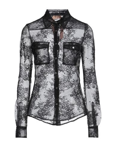 Shop N°21 Woman Shirt Black Size 2 Polyamide, Cotton, Elastane