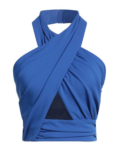 Shop Balmain Woman Top Blue Size 8 Viscose, Polyamide, Elastane