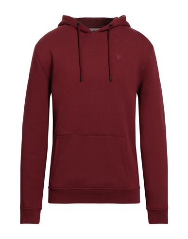 Shop Guess Man Sweatshirt Burgundy Size M Cotton, Polyester In Red