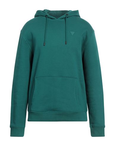 Shop Guess Man Sweatshirt Emerald Green Size L Cotton, Polyester