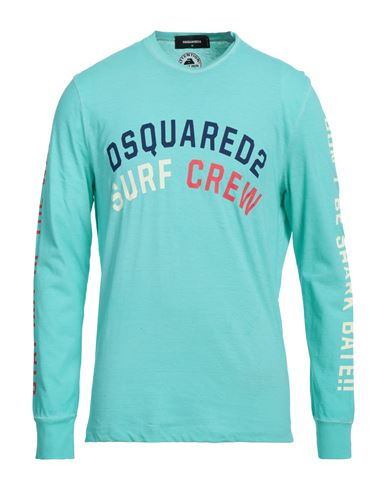 Dsquared2 Man T-shirt Turquoise Size M Cotton In Blue