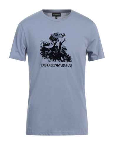 Emporio Armani Man T-shirt Pastel Blue Size Xxl Cotton
