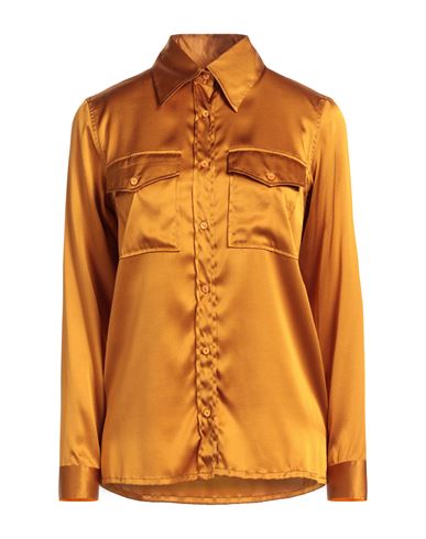 Xacus Woman Shirt Ocher Size 8 Silk, Elastane In Yellow