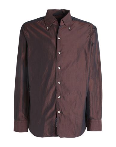 Alessandro Gherardi Man Shirt Cocoa Size 16 Cotton In Brown