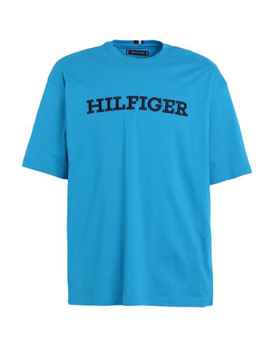 Tommy Hilfiger Man T-shirt Azure Size Xl Cotton In Blue
