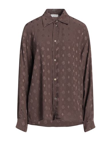 Ballantyne Woman Shirt Brown Size 8 Acetate, Silk