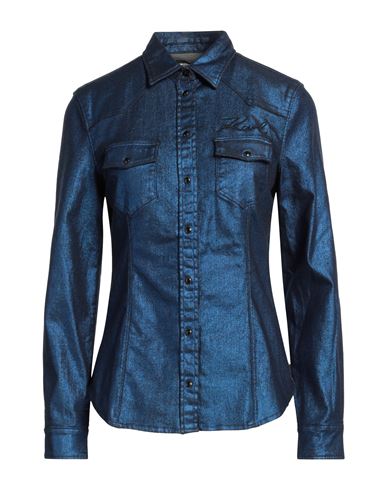 Karl Lagerfeld Woman Denim Shirt Bright Blue Size S Cotton, Elastane