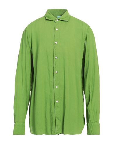 Finamore 1925 Man Shirt Green Size 18 Linen