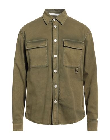 Paolo Pecora Man Shirt Military Green Size Xl Cotton, Elastane