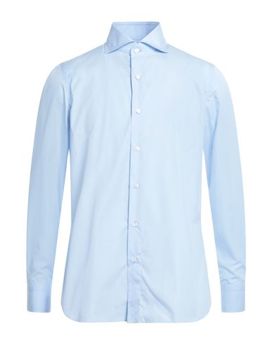 Shop Finamore 1925 Man Shirt Sky Blue Size 15 Cotton