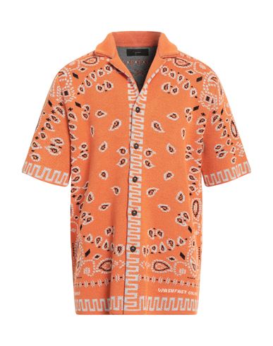 Shop Alanui Man Shirt Orange Size L Cotton