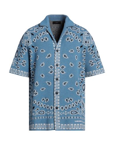 Shop Alanui Man Shirt Pastel Blue Size L Cotton