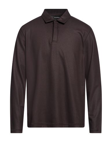 Emporio Armani Man Polo Shirt Dark Brown Size Xl Wool, Polyamide