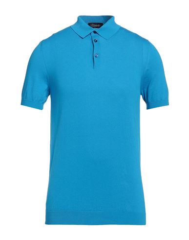 Drumohr Man Sweater Azure Size 40 Cotton In Blue