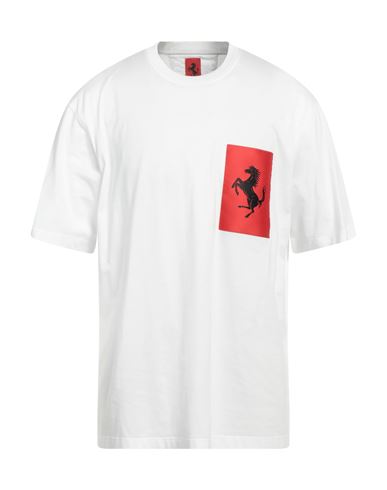 Ferrari Man T-shirt White Size L Cotton, Elastane