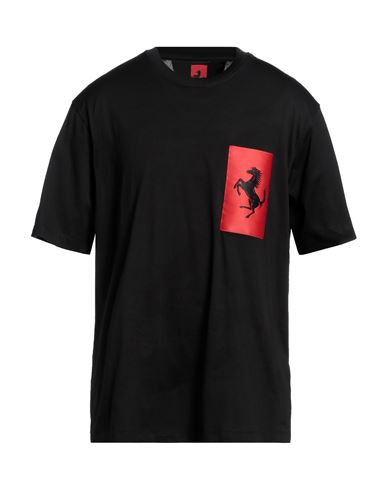 Shop Ferrari Man T-shirt Black Size L Cotton, Elastane