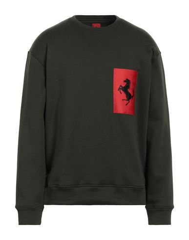 Shop Ferrari Man Sweatshirt Military Green Size L Cotton, Polyamide