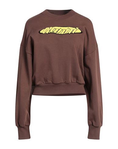 Ganni Woman Sweatshirt Dark Brown Size M Organic Cotton