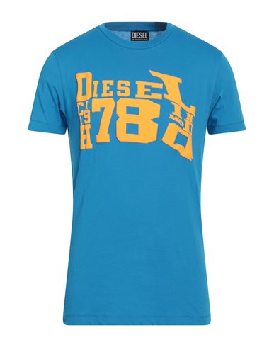 Diesel Man T-shirt Azure Size M Cotton In Blue