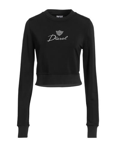 Diesel Woman Sweatshirt Black Size Xl Rayon, Cotton