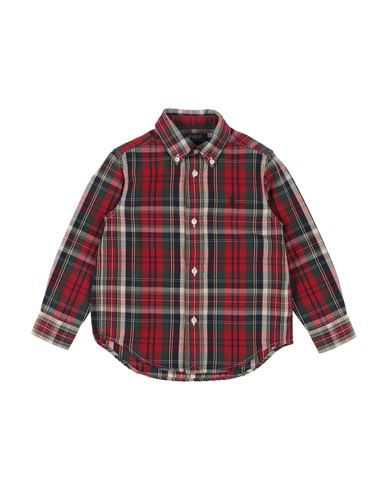 Polo Ralph Lauren Babies'  Plaid Brushed Cotton Oxford Shirt Toddler Boy Shirt Red Size 5 Cotton