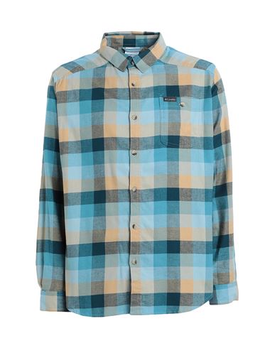 Columbia Cornell Woods Flannel Long Sleeve Shirt Man Shirt Pastel Blue Size Xl Cotton, Elastane
