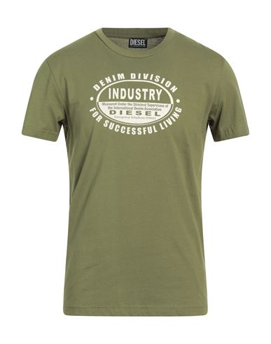 Diesel Man T-shirt Military Green Size 3xl Cotton