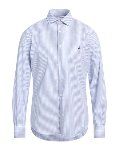 Brooksfield Man Shirt Blue Size 16 ½ Cotton, Elastane