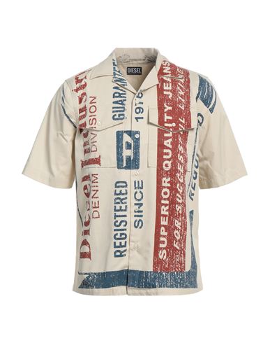 Diesel Man Shirt Beige Size 40 Cotton