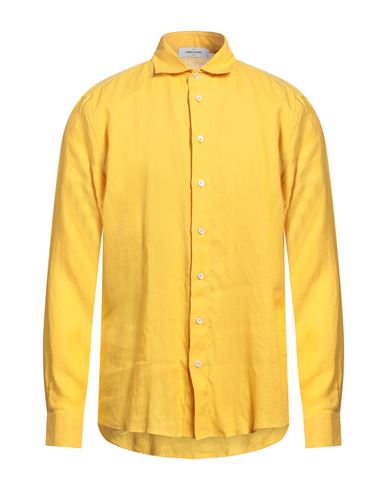 Shop Gran Sasso Man Shirt Yellow Size 42 Linen
