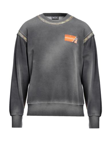 Diesel Man Sweatshirt Lead Size Xxl Cotton, Elastane In Grey