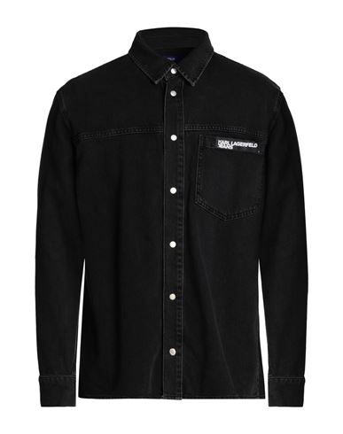 Karl Lagerfeld Jeans Klj Regular Denim Shirt Jacket Woman Denim Shirt Black Size Xl Organic Cotton,