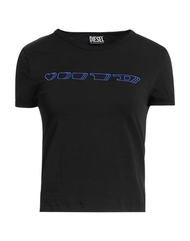 Diesel Woman T-shirt Black Size Xl Cotton, Elastane, Polyester
