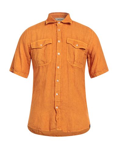 Gran Sasso Man Shirt Orange Size 36 Linen