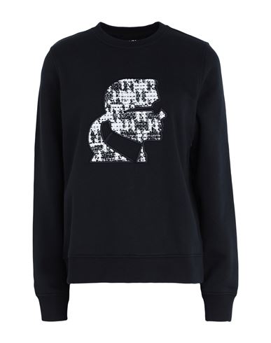 Karl Lagerfeld Boucle Karl Sweatshirt Woman Sweatshirt Black Size L Organic Cotton, Polyester