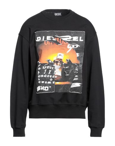 Diesel Man Sweatshirt Black Size Xl Cotton, Elastane
